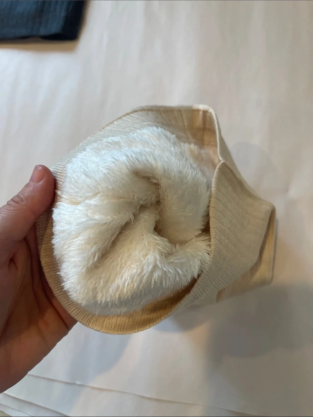 Chalier Ribbed Knit neck warmer scarf - Cream ski scarf for cold weather